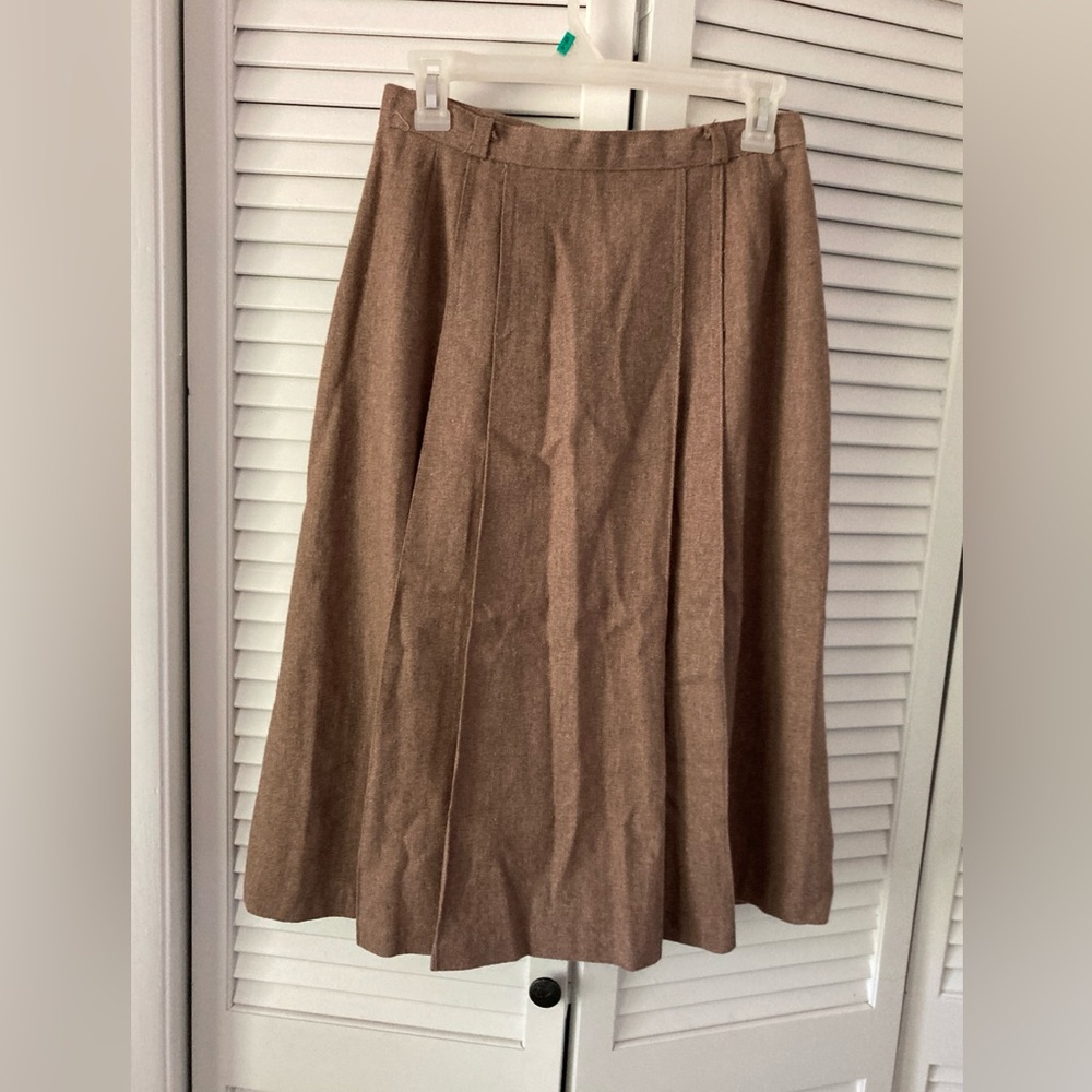 Women's Vintage "What's Happening" Pleated Wool/Poly Blend Skirt, Size 11/12
